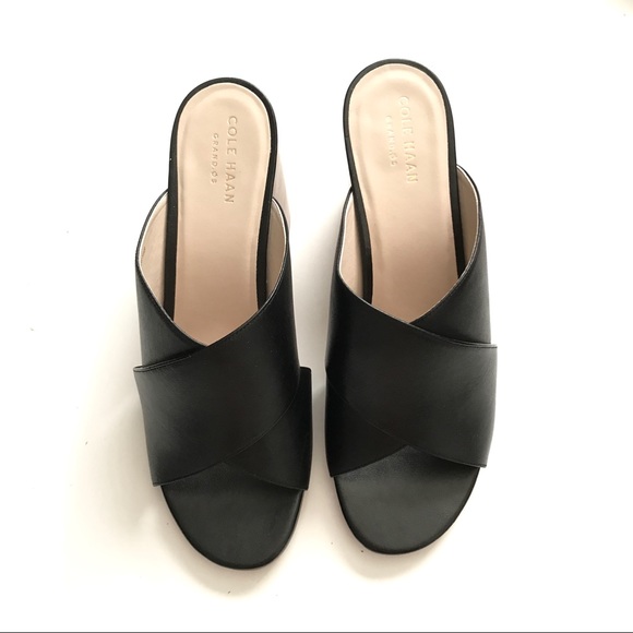 Cole Haan Black Gabby Leather Block Heel Sandals - Picture 6 of 9